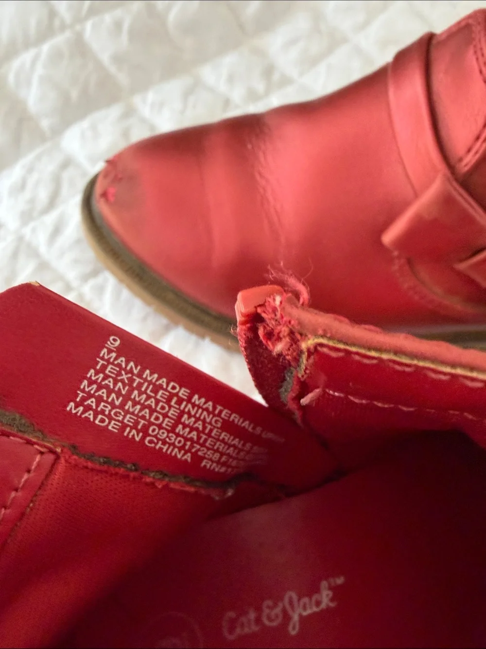 Cat & Jack Red Girls' Ankle Boots with Side Buckle